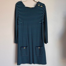 SAIL TO STABLE Women Medium Nautical Green Navy Shift Dress  Beachy Relaxed