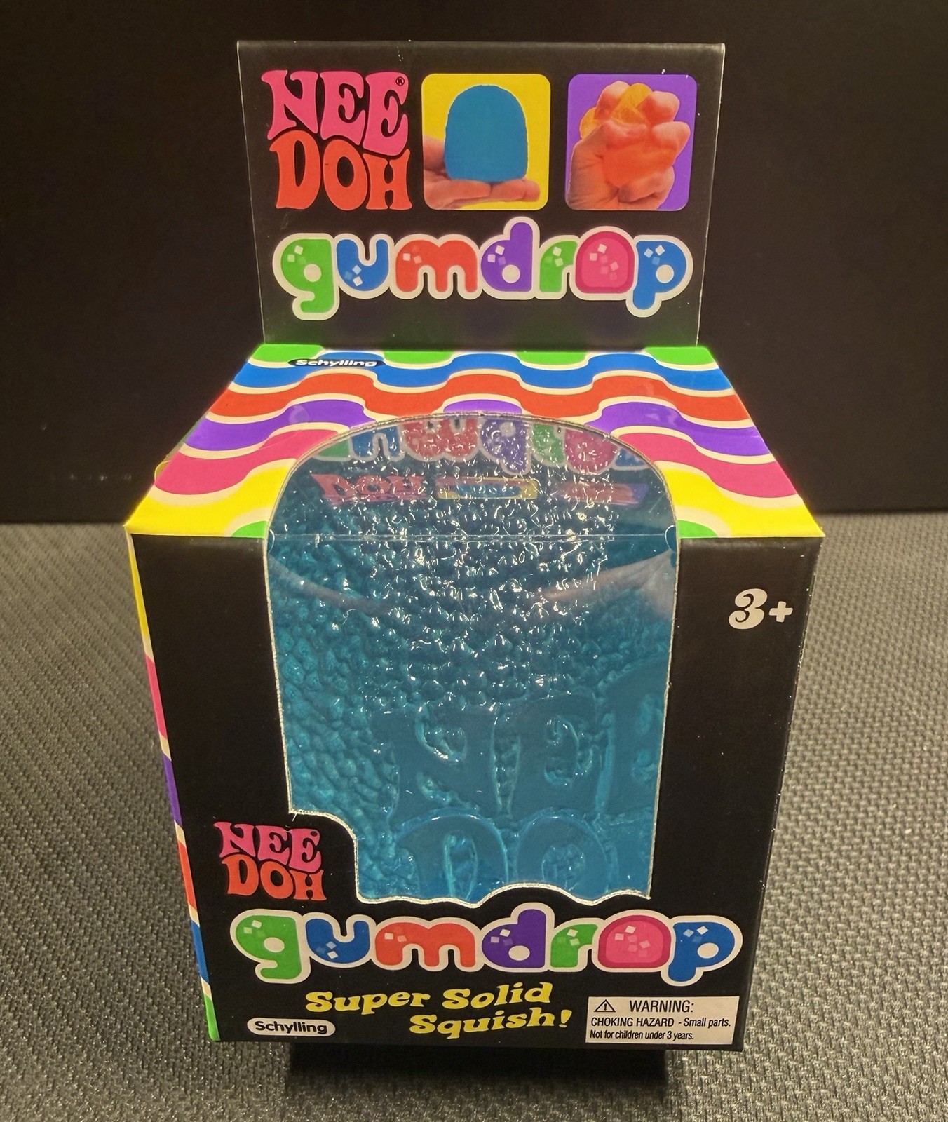 Nee Doh Gumdrop Super Solid Squish Needoh Gum Drop BLUE RARE Authentic