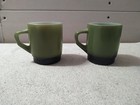 2 Vintage Fire King Avocado Green Black Bottom Coffee Mugs Cup Anchor Hocking — photo 1