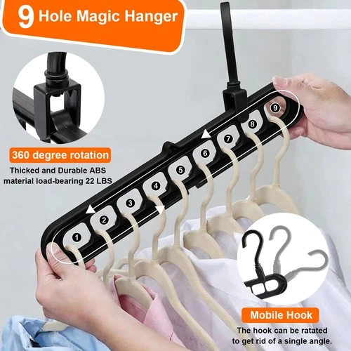 10 Pack Space Saving Closet Organizer Hangers with 9 Hole Magic Hanger Design - Picture 4 of 9