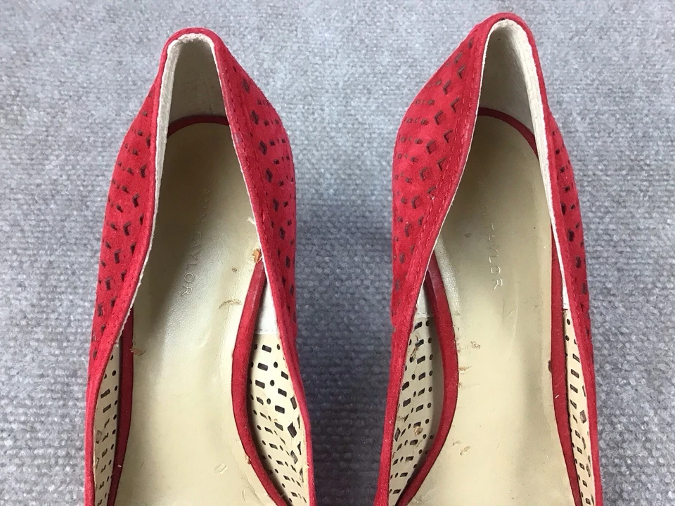 Ann Taylor туфли на высоком каблуке женщин Sz 7 M красный перфорированная кожа верхний без шнурков - Изображение 3 из 4