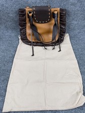 Zina Eva Brown Tan Pebbled Leather Tote Shoulder Bag Suede Lined Dust Bag