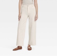 Universal Thread Women's High-Rise Sailor Wide Leg Ankle Jeans Beige Stripe Sz12