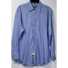 Kenneth Cole Reaction Dress Shirt Mens L Large 16 34/34 Blue Long Sleeve Fit