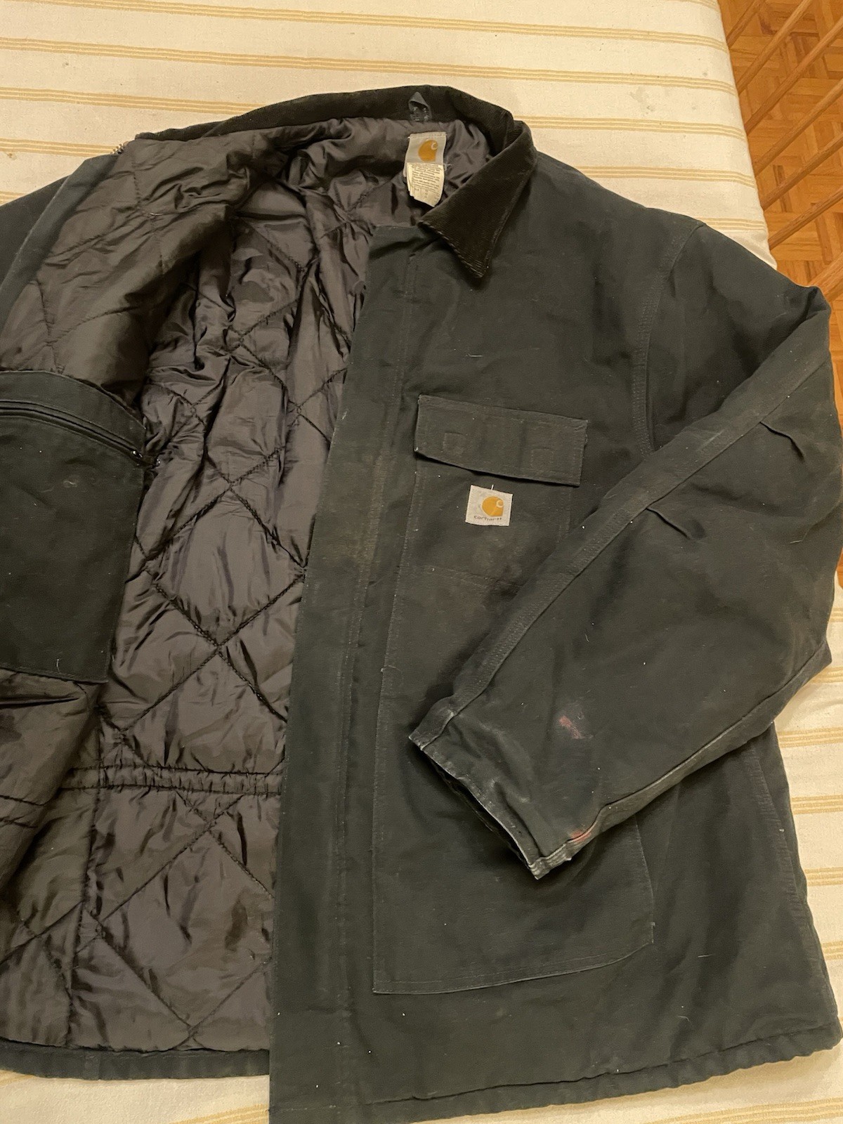 Carhartt Detroit Arctic Lined Chore Jacket Black 50 Tall Made In USA thumbnail 3