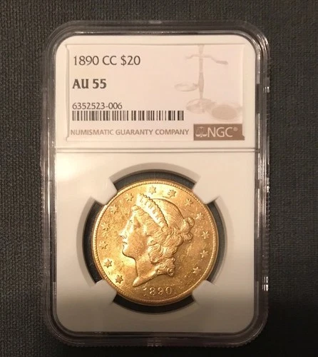 1890 CC $20 LIBERTY GOLD DOUBLE EAGLE NGC AU 55 CARSON CITY AU GOLD