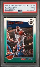 2019 PANINI HOOPS PREMIUM STOCK GREEN PRIZM #285 ALLEN IVERSON PSA 9