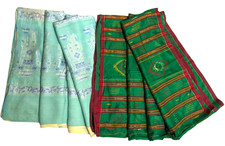 Lot of 2 Pcs Silk Saree Indian Vintage Woven Recycled Fabric Sewing Sari Dress