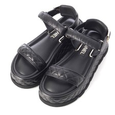 CHANEL leather Matelasse COCO Mark Belted Sports Sandals G39143 black 37