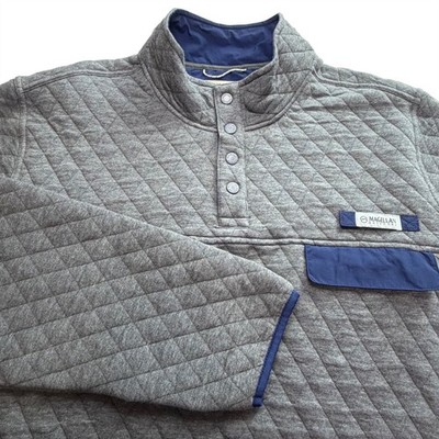 Magellan Outdoors Quilted Pullover Jacket Mens 3XL Gray Snap Neck New