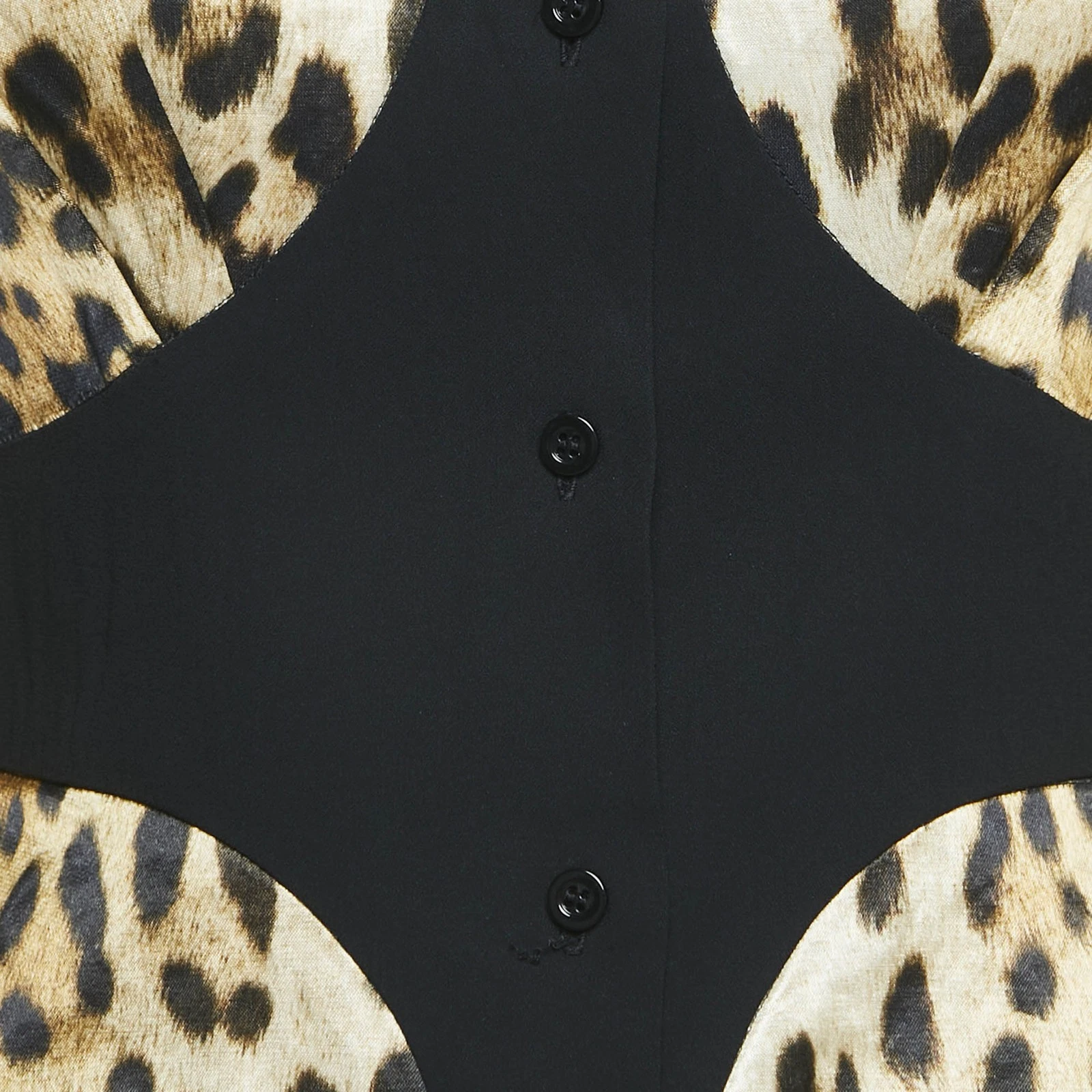 Abito Camicia Moschino Couture Marrone Stampa Leopardata Misto Cotone S