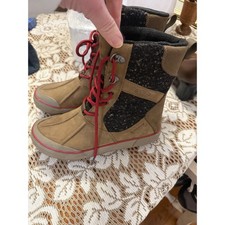 Keen Elsa Waterproof Winter Boots Tan Brown Leather Speckled Wool women's 7