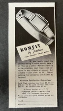 1942 Komfit by Forstner Chain Corp. The Flexible Watch Band B&W Vintage Print Ad