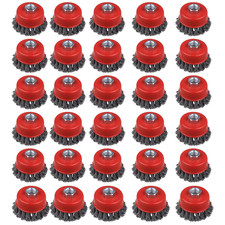 30 Pack 3 Inch Wire Cup Brush for Angle Grinders - 5/8 Inch Arbor, Knotted Wire