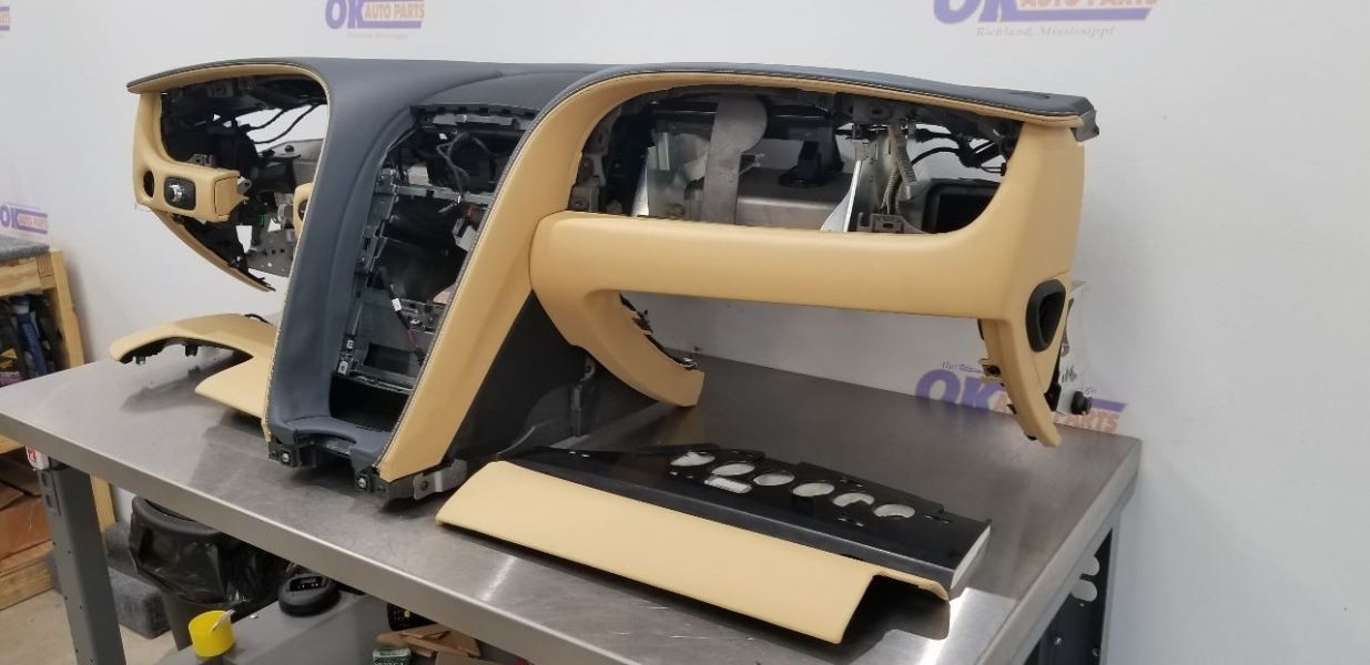 15 BENTLEY CONTINENTAL GTC DASH PANEL DASH BOARD ASSEMBLY GRAY AND TAN LEATHER