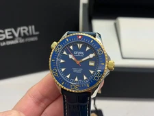 Gevril Hudson Yards Swiss Automatic Diver Watch - Blue Dial / Blue Strap - 48803