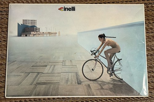 Vintage Cinelli Road Bike Cycling Shop Dealer Poster Sign Nude Rare 25”x17”