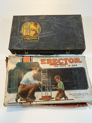Erector Sets Gilbert Lot Of 2 Different Sets INCOMPLETE FOR PARTS ONLY