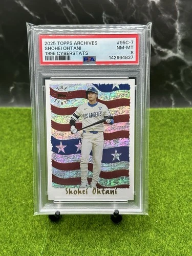 2025 Topps Archives - Shohei Ohtani 1995 Cyberstats #95C-7 PSA 8 Dodgers