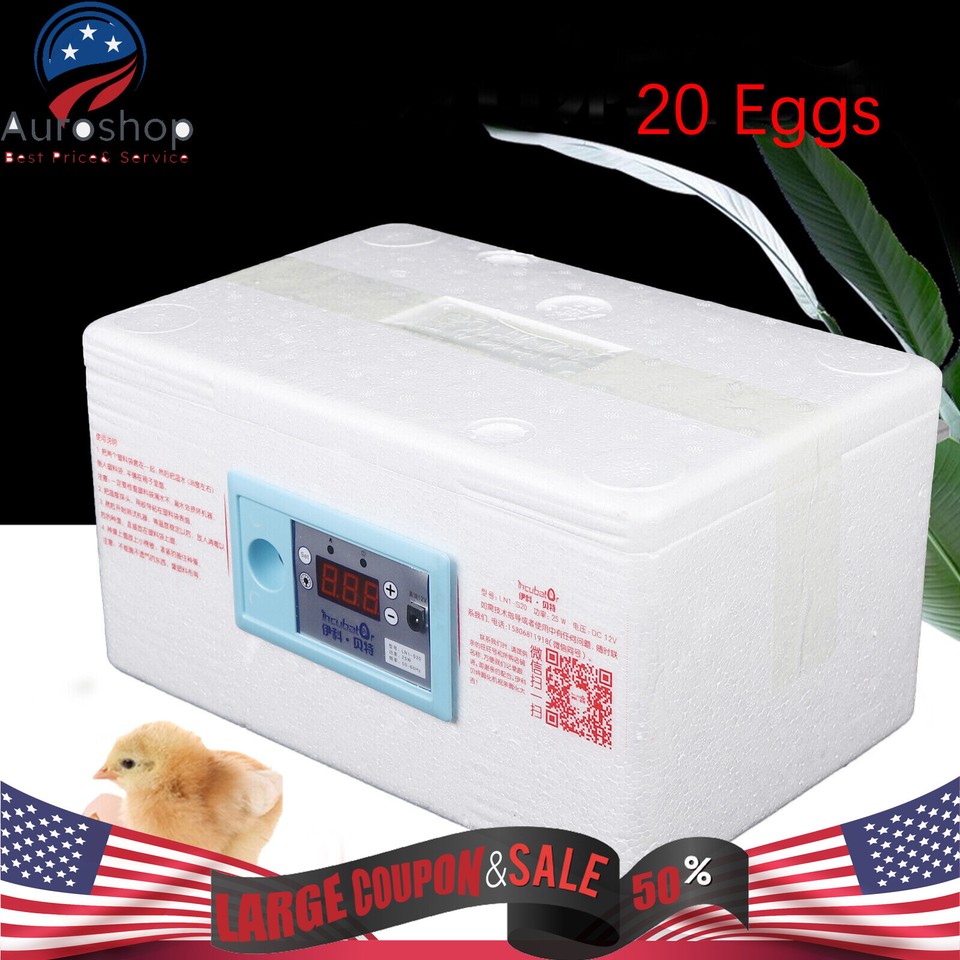 20 Egg Incubator Chicken Quail Hatcher Automatic Incubators for