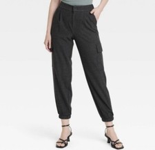 A New Day High-Rise Ankle Jogger Pants size 12 - Charcoal Plaid - Pockets - NEW