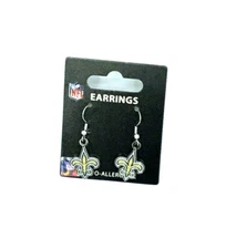 NEW ORLEANS SAINTS NFL TEAM LOGO DANGLE EARRINGS BY AMINCO FREE SHIPPING