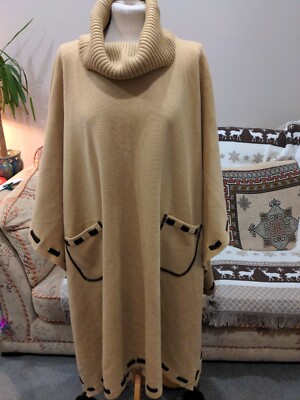 FÜNF-Saison hochgeschlossener asymmetrischer Strickpullover Umhang lockerer Poncho Cape