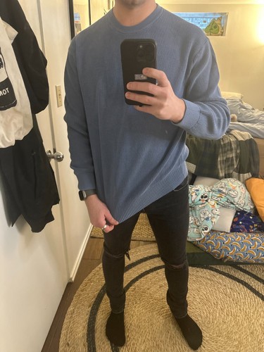 Zara Man Pullover Herren groß blau gerippt weich - Bild 2 von 3