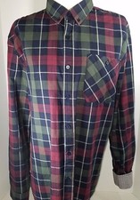 21Men Button-down Shirt Plaid Navy Blue/Marroon/Pine Green size XL