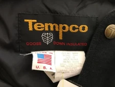 Tempco Goose Down Insulated men’s XL black jacket USA made cotton nylon polyeste