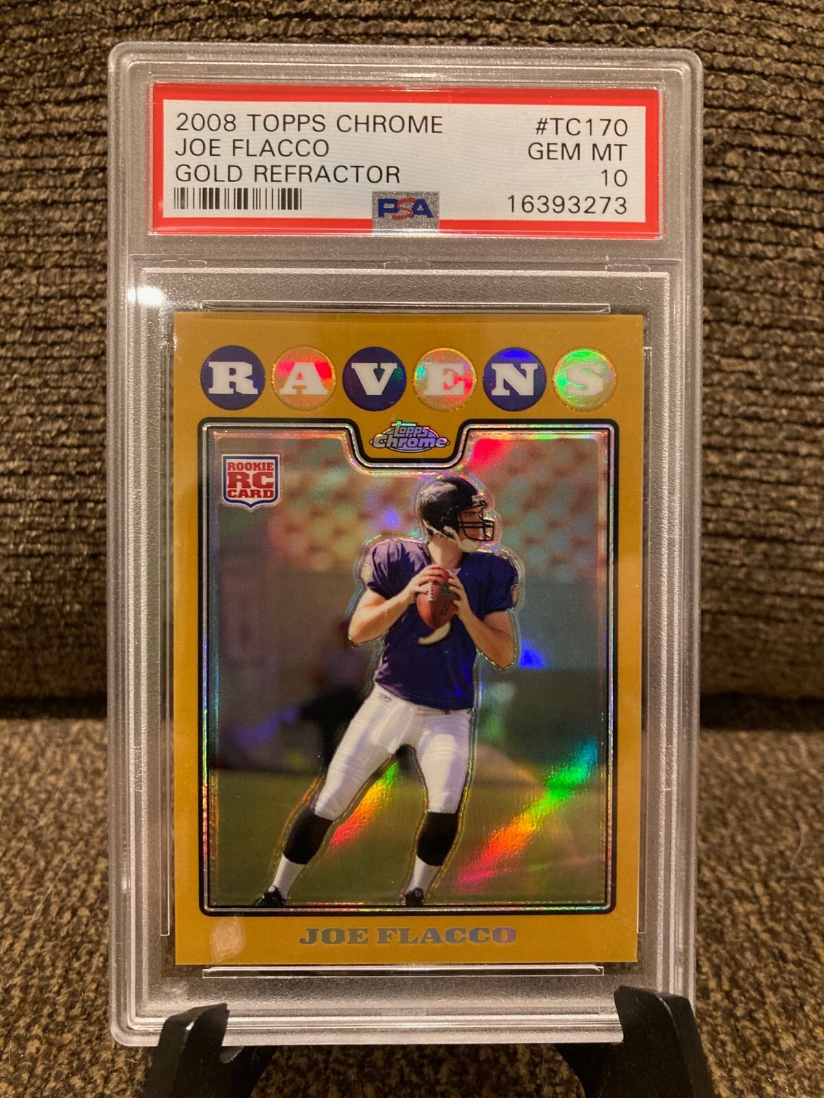 2008 Topps Chrome Joe Flacco RC Gold Refractor 95/199 Graded PSA 10 GEM MINT