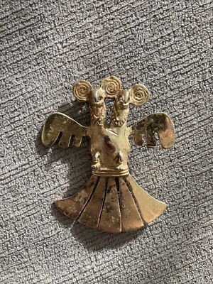 Vintage Pre-Columbian Double Headed Eagle Panama Veraguas Style Pin Brooch