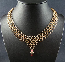 Red Brass Chainmail Necklace Game of Thrones Cosplay LOTR Ren Fayre Gypsy SCA