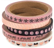 5 Rolls Blush Rose Patterned SLIM Washi Decorative Tape Papercraft Journal 