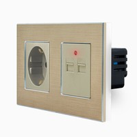 Steckdose + Usb Ladesteckdose 2 Fach Ladebuchse Schuko Aluminium Gold Luxus-Time