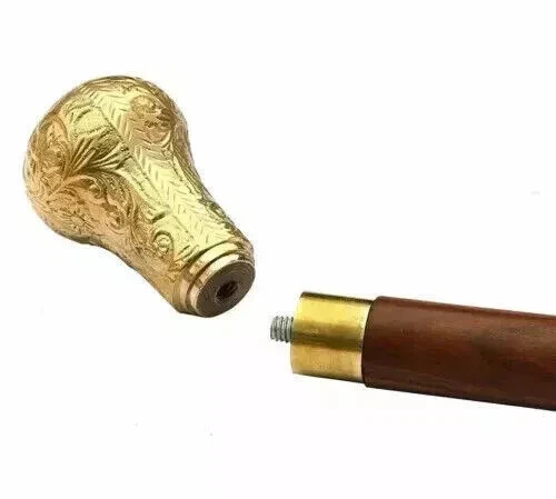 Juego de 3 bastones antiguos de madera con mango de latón vintage antiguos Foto 4 de 4