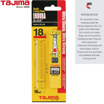 Tajima Endura Blade Abbrechklingen 18 mm mit 15 Segmenten  10 Stück - LB50DH