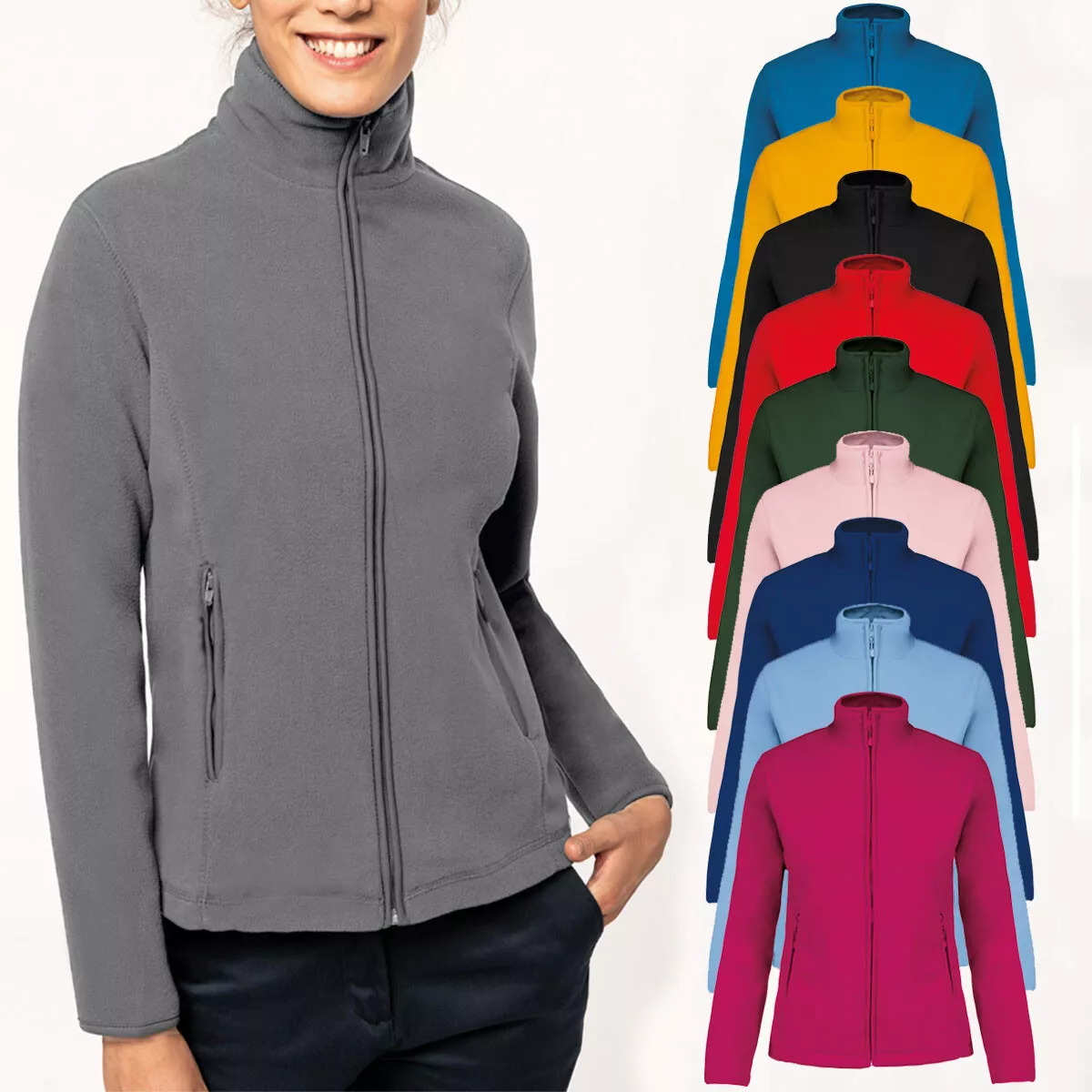Womens Ladies Fleece Jacket Full Zip Up Warm Classic Micro Fleece Anti Pill Tops