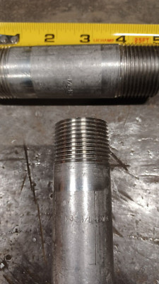 1''x 4-1/2'' Sch 40 Threaded Pipe Nipple 304 Stainless steel 1''x 4.5''