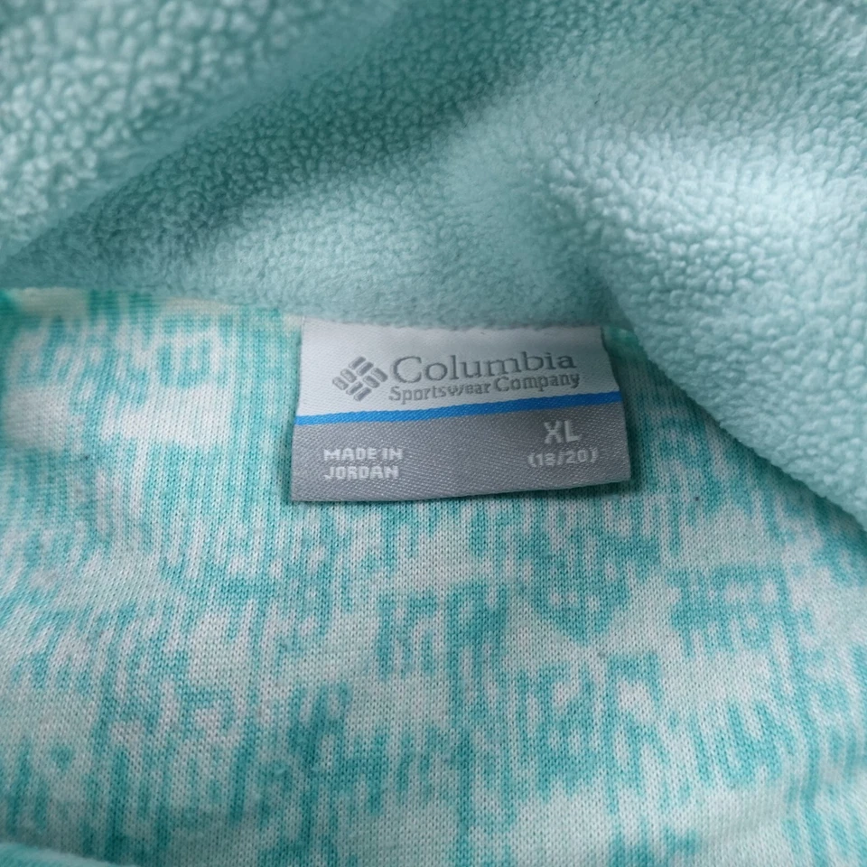 Suéter Columbia Meninas XL Azul Branco Asteca Nórdico Ilha Justa Zíper Moletom Juvenil - Imagem 4 de 4