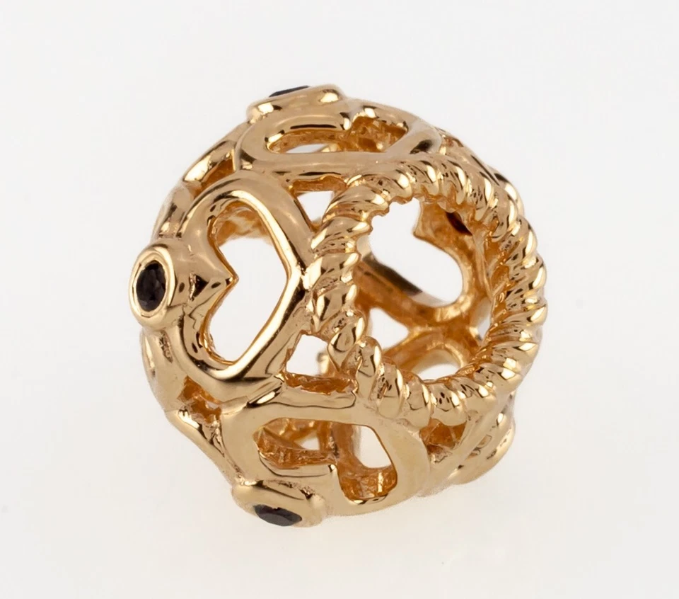 PANDORA 14k Oro Amarillo Diamante Negro Corazón Abierto Charm Retirado! 750466DB - Imagen 4 de 4
