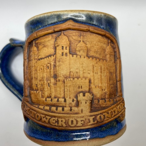 TOWER OF LONDON, STONEWARE MUG --- COBALT AND BROWN FREE SHIPPING - Picture 8 of 8