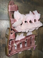 Sz 4 Joyfolie Pink Gladiator Bow Sandals GUC Glitter