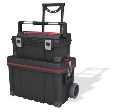 24'' Heavy Duty Portable Cart Tool Box Set Small Parts Organizer Padlock Ready 