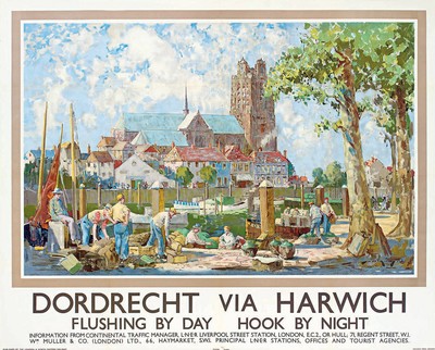 Artist Unknown ''Dordrecht via Harwich'' world Brown Artwork PAPER or CANVAS