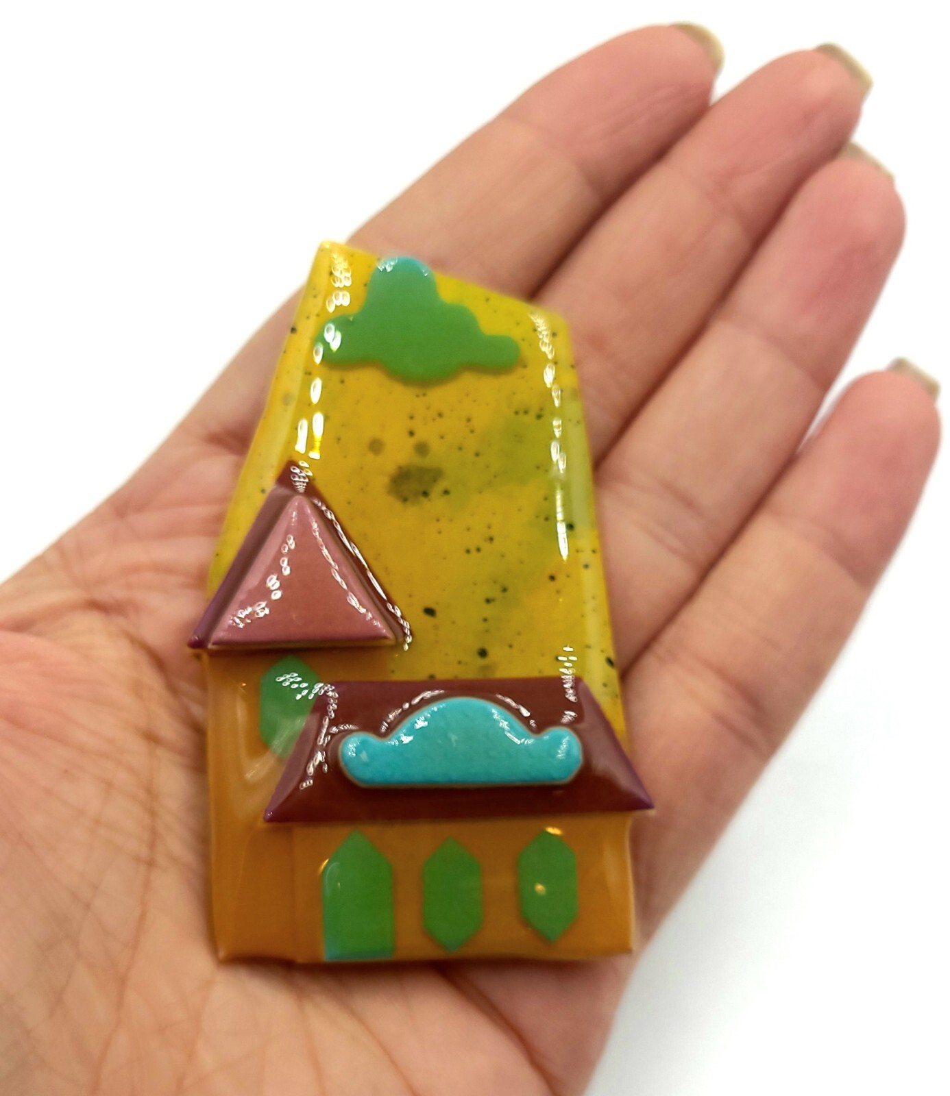 House Pins by Lucinda Yates Earth tones Shades of Tan Brown & Green