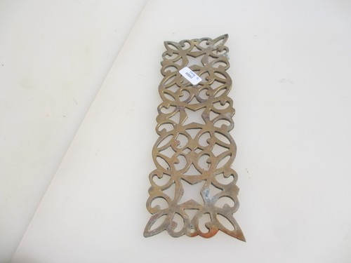 Victorian Brass Pierced Finger Plate Push Door Handle Antique Old Vintage - Picture 6 of 17