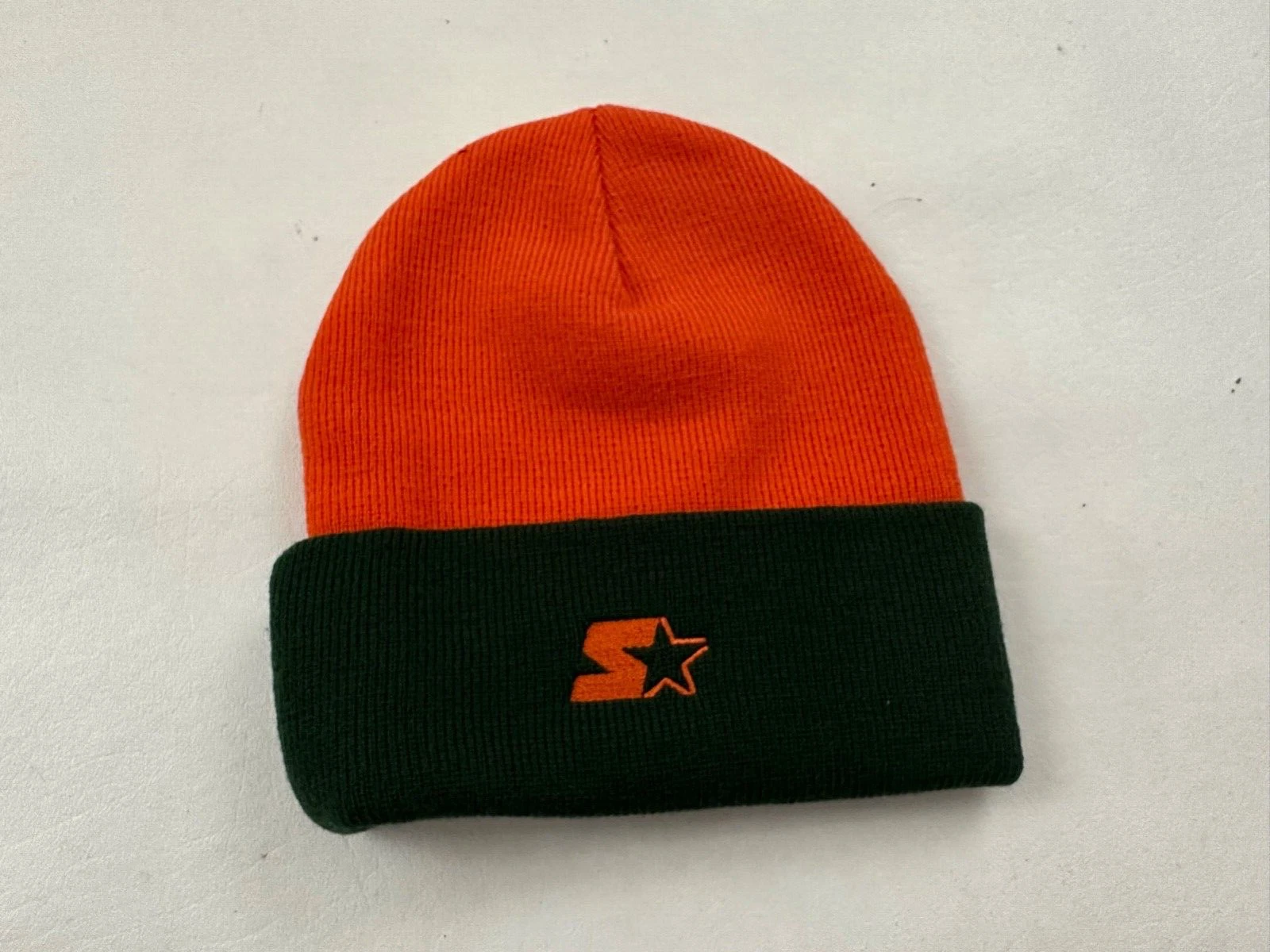 S Star Logo Knit Cuffed Orange Beanie One Size