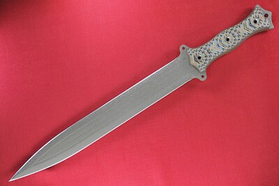 2018 Busse Custom FMV14 .255'' Sage Crinkle Blade w/CBTs,  Sandstorm G10 Handle