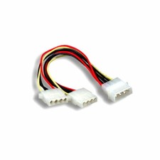 Kentek 8 inch DC Power Y Cable Molex 4 Pin LP4 5.25" Male to 2X Female 18 AWG